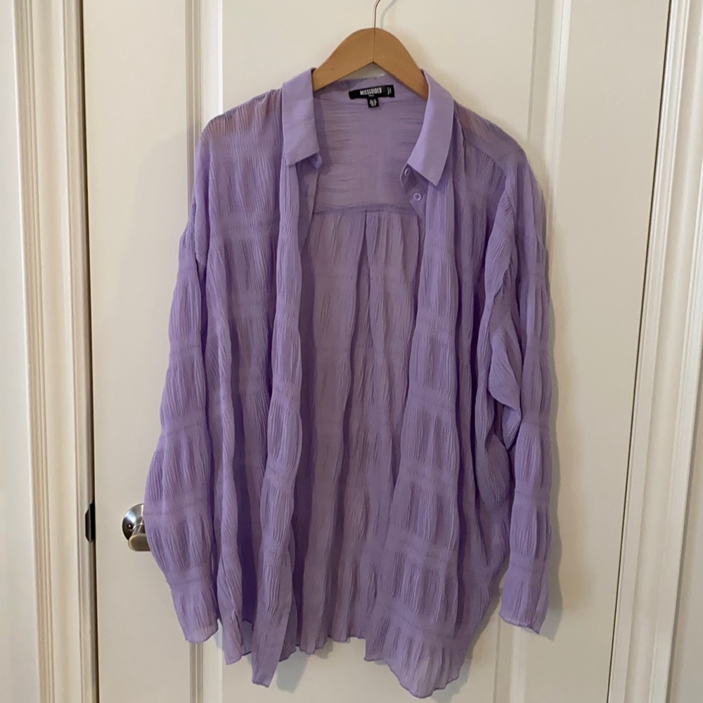 NEW Missguided Tall Lilac Oversized Crinkle Shirt